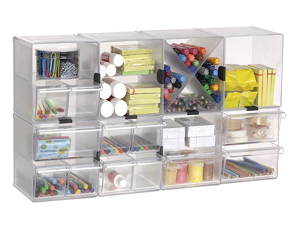 ARCHICUBO ARCHIVO 2000 4 CAJONES ORGANIZADOR MODULAR PLASTICO 190X150X150 MM INCLUYE 2 CLIPS DE SUJECION