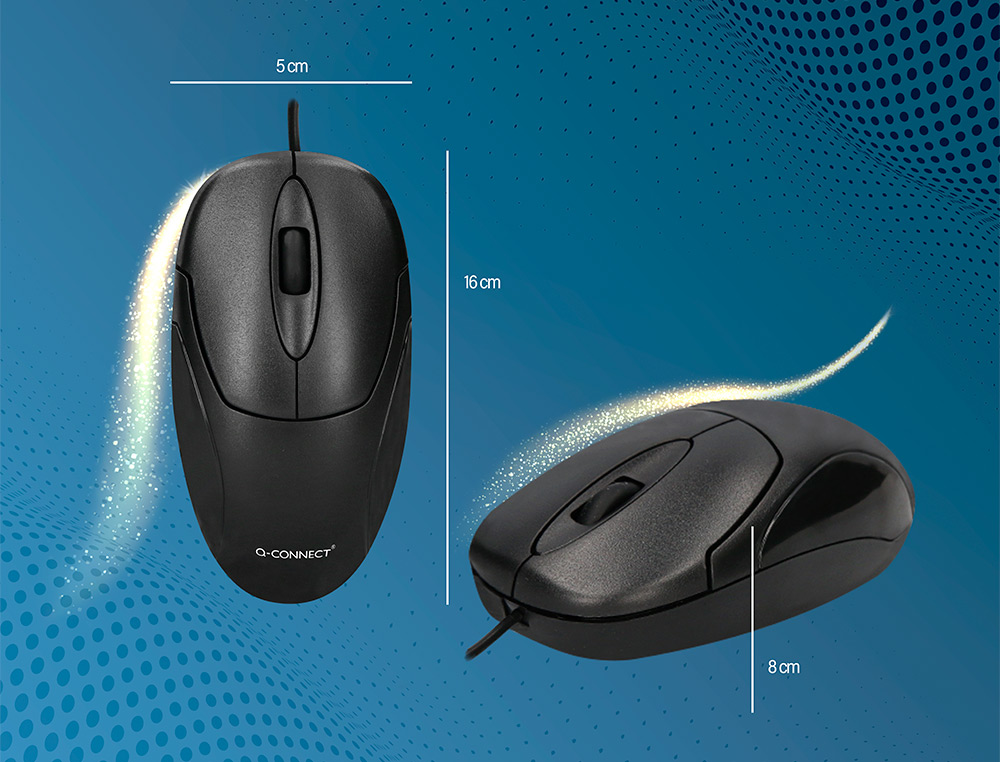 RATON Q-CONNECT OPTICO 800 DPI USB 1,5 GHZ NEGRO CON CABLE