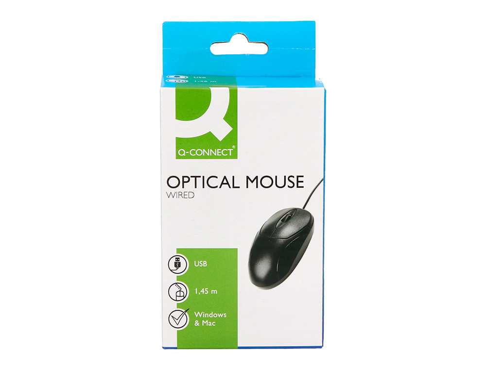 RATON Q-CONNECT OPTICO 800 DPI USB 1,5 GHZ NEGRO CON CABLE