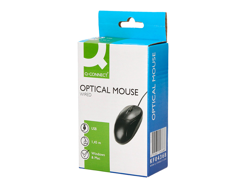 RATON Q-CONNECT OPTICO 800 DPI USB 1,5 GHZ NEGRO CON CABLE