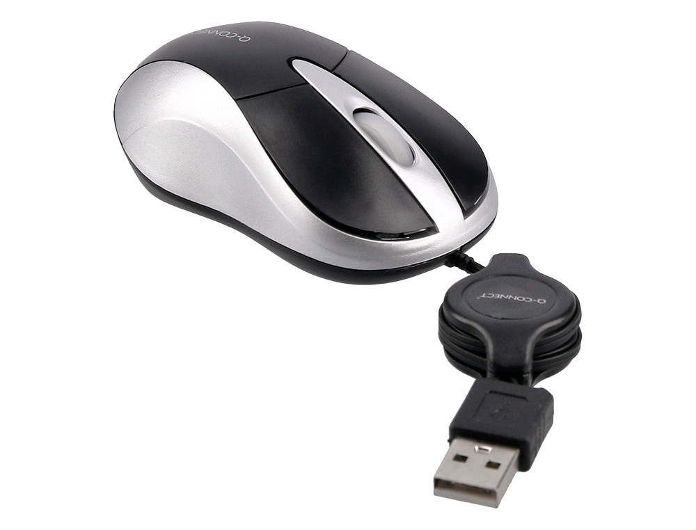 RATON Q-CONNECT MINI OPTICO 800 DPI RETRACTIL USB 1,5 GHZ NEGRO