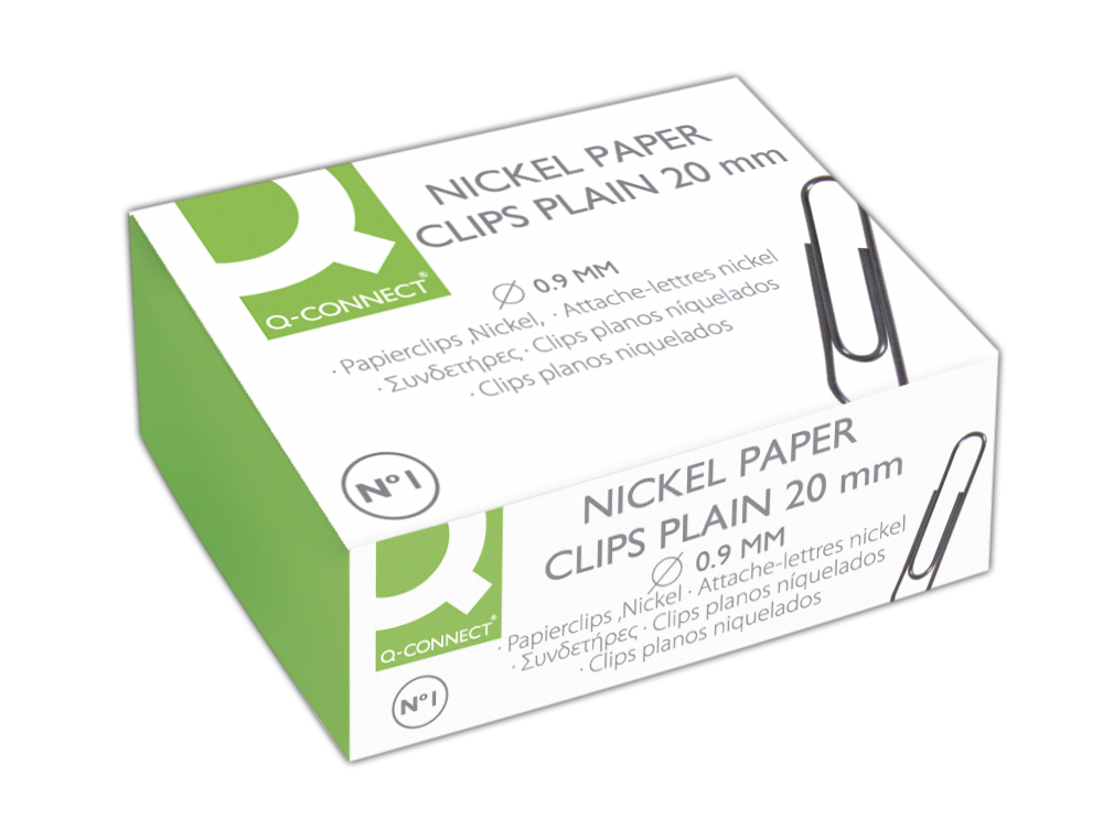 CLIPS NIQUELADOS Q-CONNECT Nº1 20 MM CAJA DE 100 UNIDADES