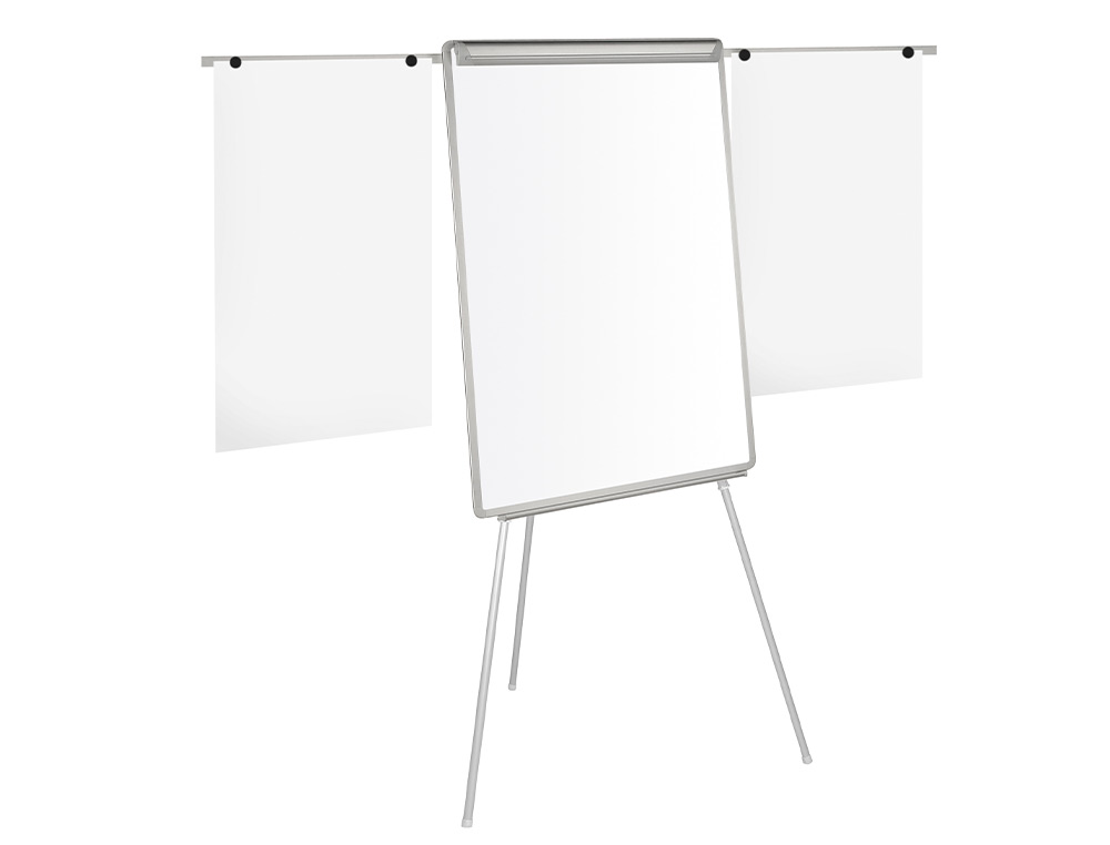 PIZARRA BLANCA Q-CONNECT CON TRIPODE 90X70X195CM Y BRAZOS EXTENSIBLES PARA CONFERENCIAS SUPERFICIE LAMINADA
