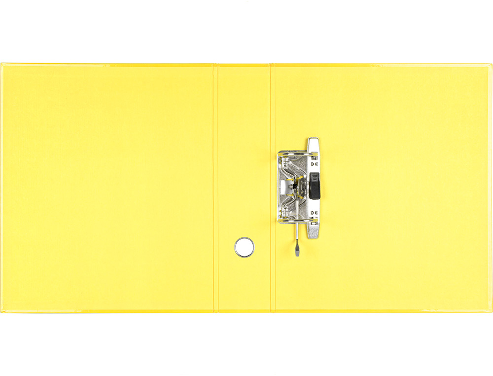 ARCHIVADOR DE PALANCA LIDERPAPEL A4 COLOR SYSTEM FORRADO SIN RADO LOMO 80MM AMARILLO COMPRESOR METALICO
