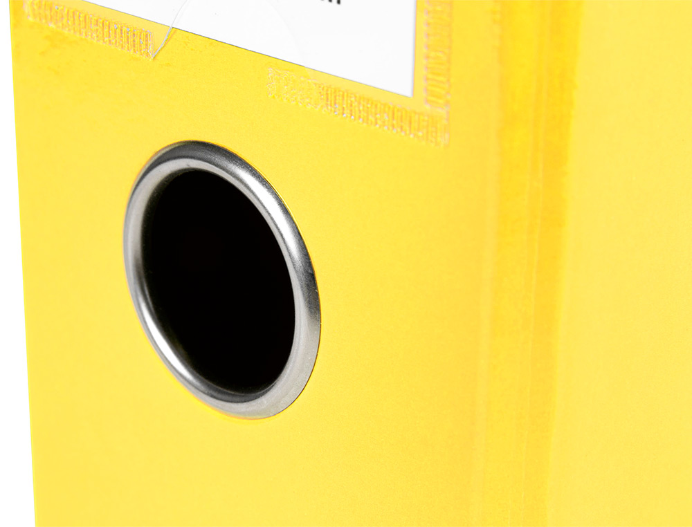 ARCHIVADOR DE PALANCA LIDERPAPEL A4 COLOR SYSTEM FORRADO SIN RADO LOMO 80MM AMARILLO COMPRESOR METALICO
