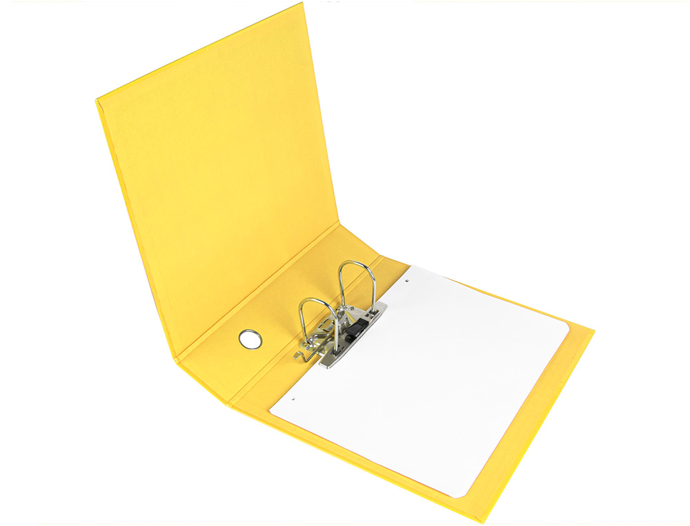 ARCHIVADOR DE PALANCA LIDERPAPEL A4 COLOR SYSTEM FORRADO SIN RADO LOMO 80MM AMARILLO COMPRESOR METALICO