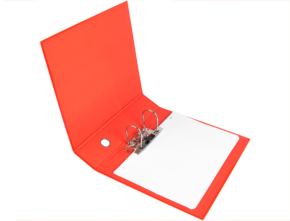 ARCHIVADOR DE PALANCA LIDERPAPEL A4 COLOR SYSTEM FORRADO SIN RADO LOMO 80MM ROJO COMPRESOR METALICO