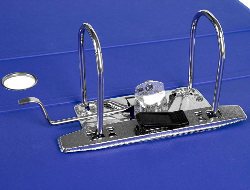 ARCHIVADOR DE PALANCA LIDERPAPEL A4 COLOR SYSTEM FORRADO SIN RADO LOMO 80MM AZUL COMPRESOR METALICO