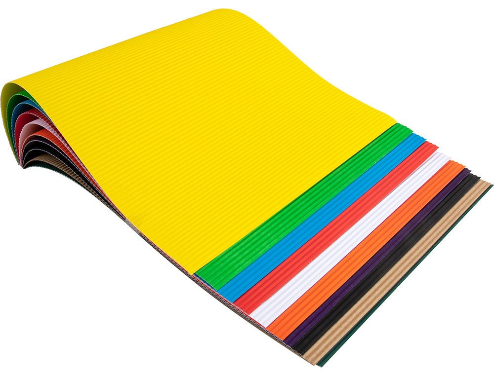 BLOC TRABAJOS MANUALES LIDERPAPEL CARTON ONDULADO 240X315MM 10 HOJAS COLORES SURTIDOS