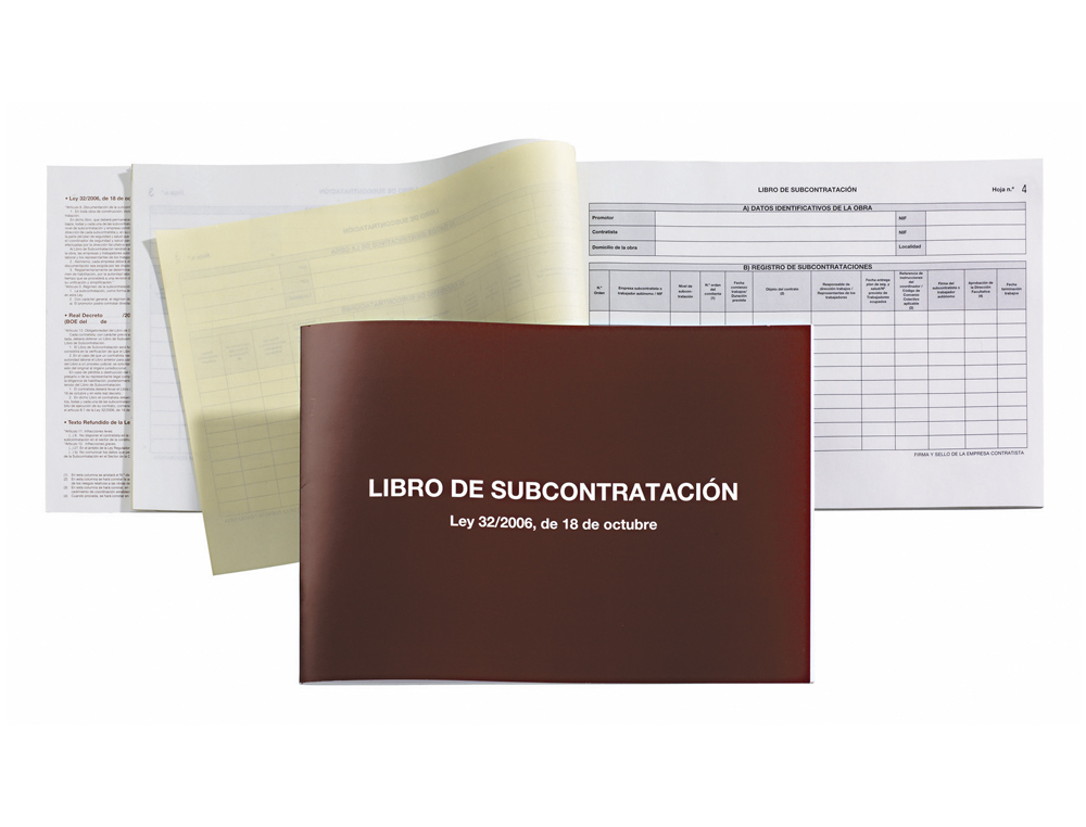 LIBRO MIQUELRIUS SUBCONTRATACION FOLIO NATURAL JUEGO DE 10 HOJAS AUTOCOPIATIVAS TEXTO CATALAN