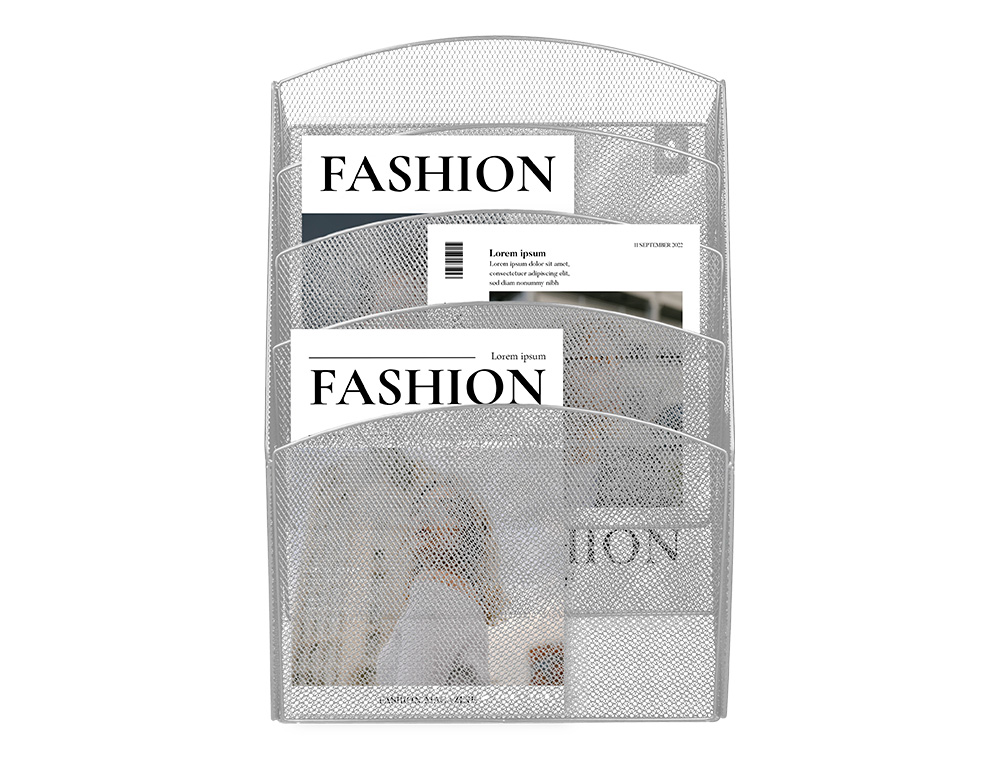 EXPOSITOR MURAL Q-CONNECT DE PARED 5 BANDEJAS DIN A4 PLATEADO 9,3X31,5X44 CM