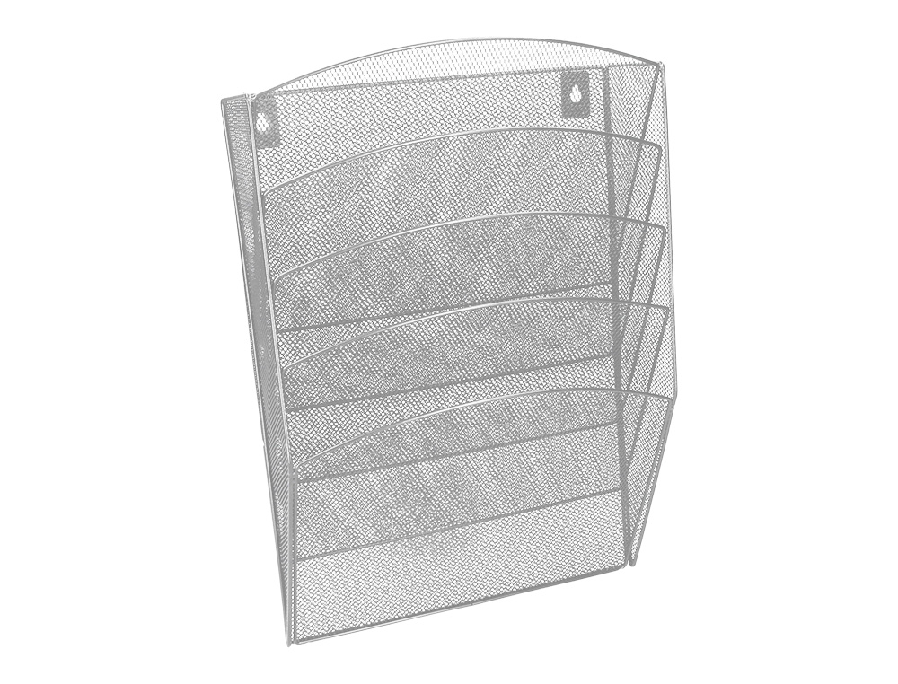 EXPOSITOR MURAL Q-CONNECT DE PARED 5 BANDEJAS DIN A4 PLATEADO 9,3X31,5X44 CM