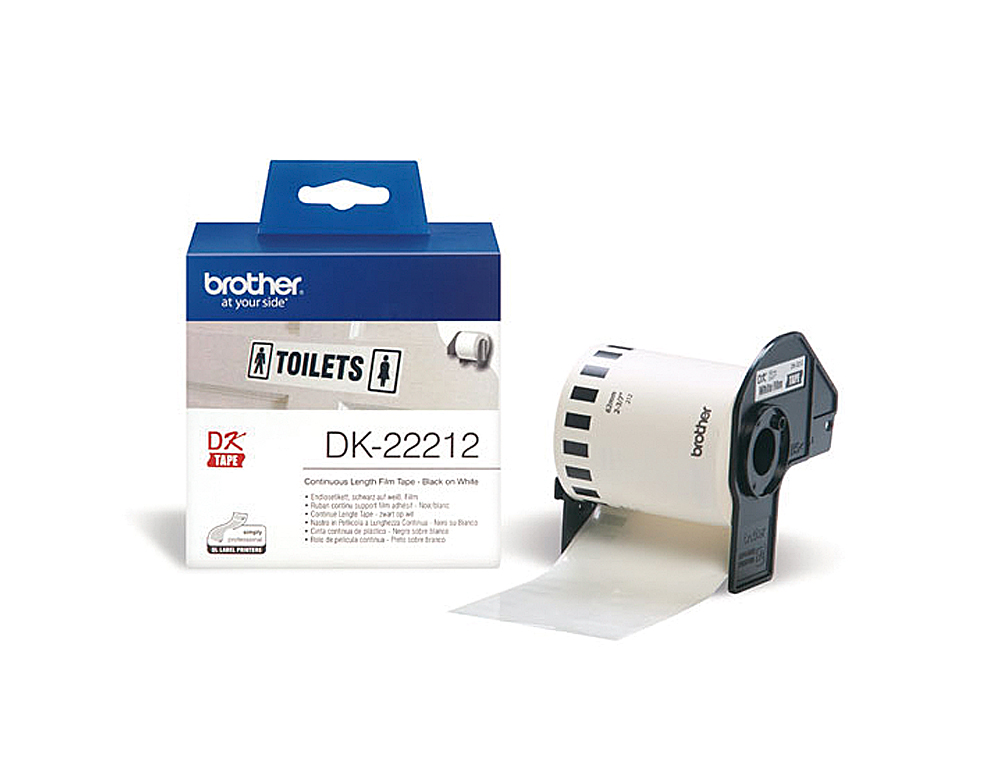 ETIQUETA BROTHER DK22212 CINTA PLASTICA CONTINUA ADHESIVA BLANCA 62X15,24 MT