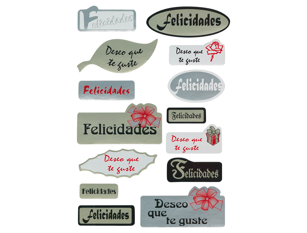 ETIQUETA LIDERPAPEL ADHESIVA FELICIDADES / DESEO QUE TE GUSTE SOBRE DE 70 UNIDADES