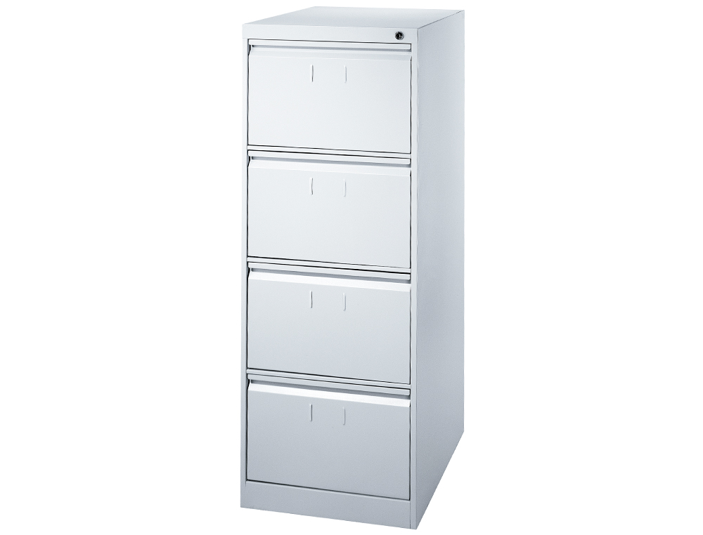 FICHERO CAJONES DE SUELO METAL 4 CAJONES 132 CM ALTO 65 CM PROF 47,5 ANCHO GRIS 75 GUIAS TELESCOPICAS ANTIVUELCO
