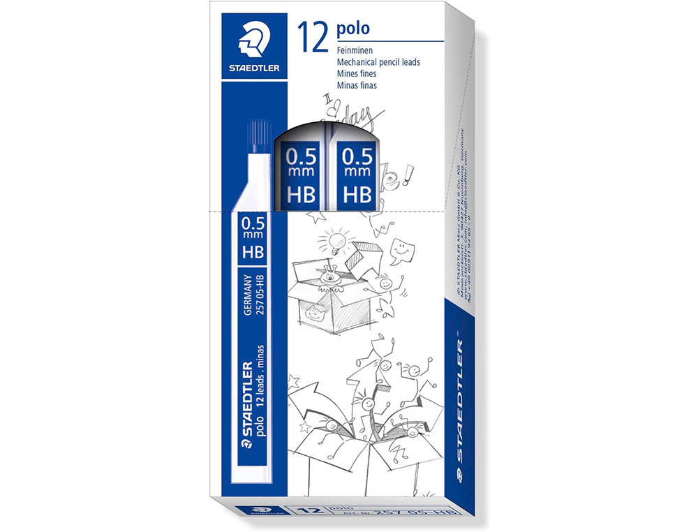 MINAS STAEDTLER GRAFITO 0,5 MM HB POLO 257 TUBO CON 12 MINAS