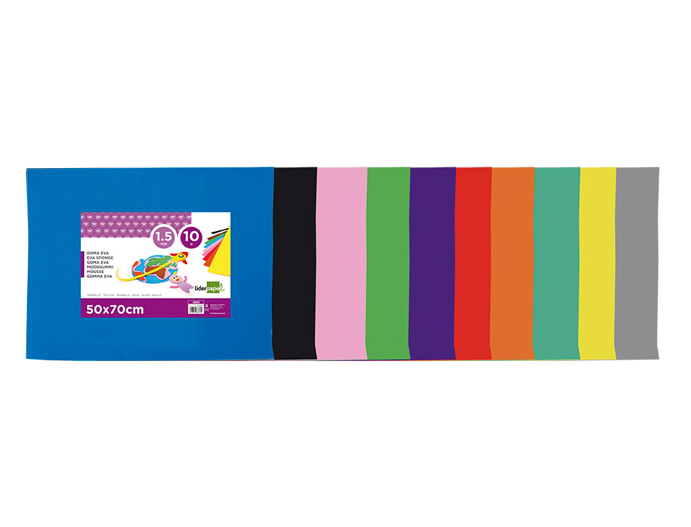GOMA EVA LIDERPAPEL 50X70CM 60G/M2 ESPESOR 1.5MM AMARILLO