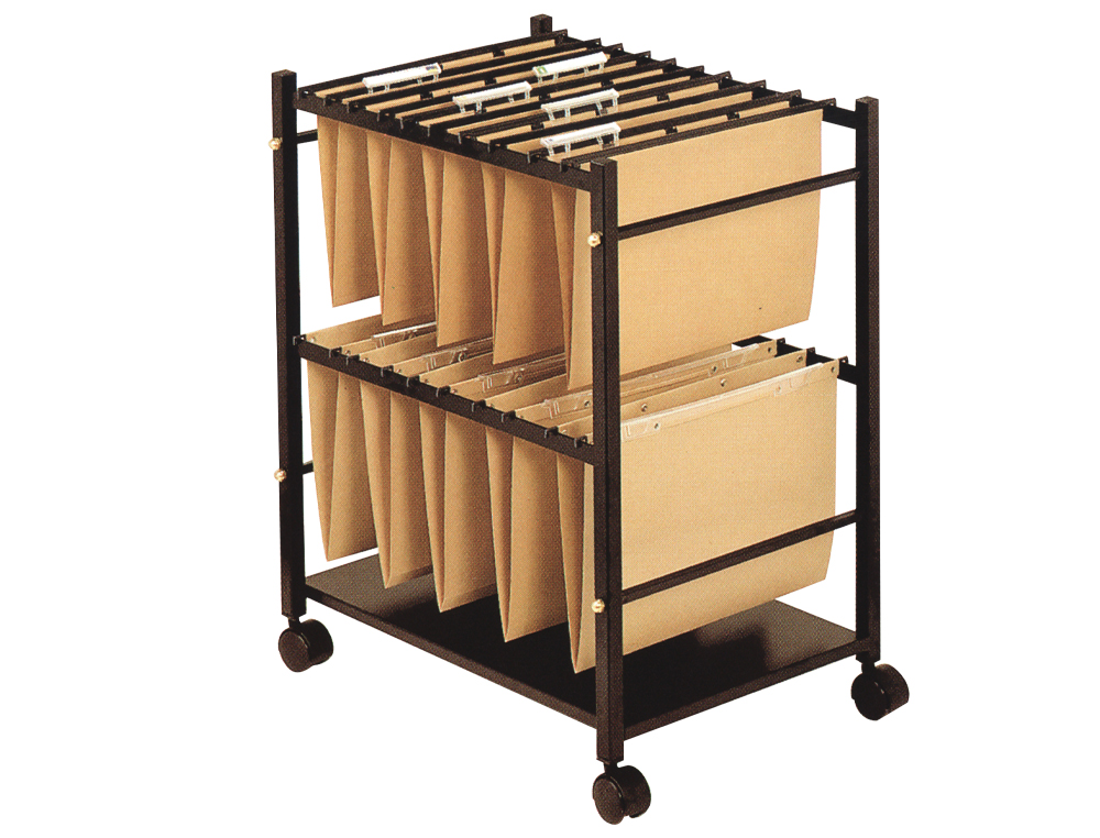 CARRITO PARA CARPETAS COLGANTES Q-CONNECT NEGRO CON RUEDAS PARA CARPETAS TAMAÑO FOLIO CARRO FIJO