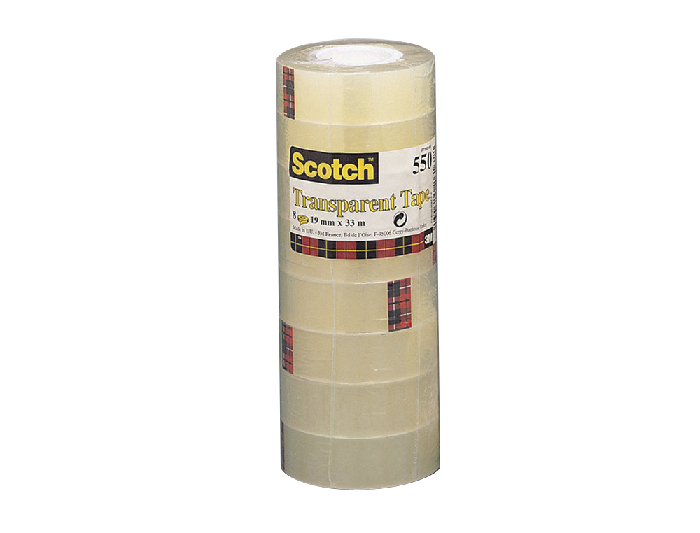 CINTA ADHESIVA SCOTCH ACORDEON 550 33 MT X 19 MM PACK DE 8 UNIDADES