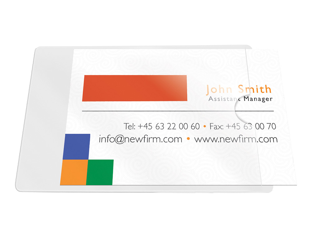 FUNDA AUTOADHESIVA Q-CONNECT PARA TARJETAS DE VISITA 60X95MM PACK DE 10 UNIDADES
