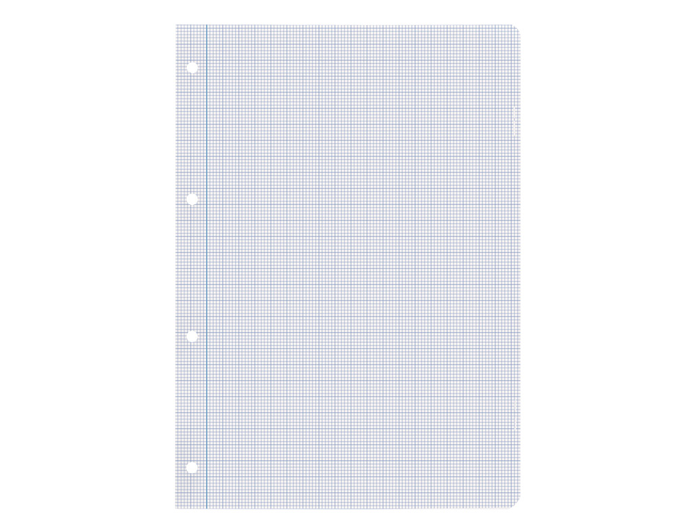 RECAMBIO LIDERPAPEL A4 100 HOJAS 100G/M2 MILIMETRADO 2MM SIN MARGEN 4 TALADROS