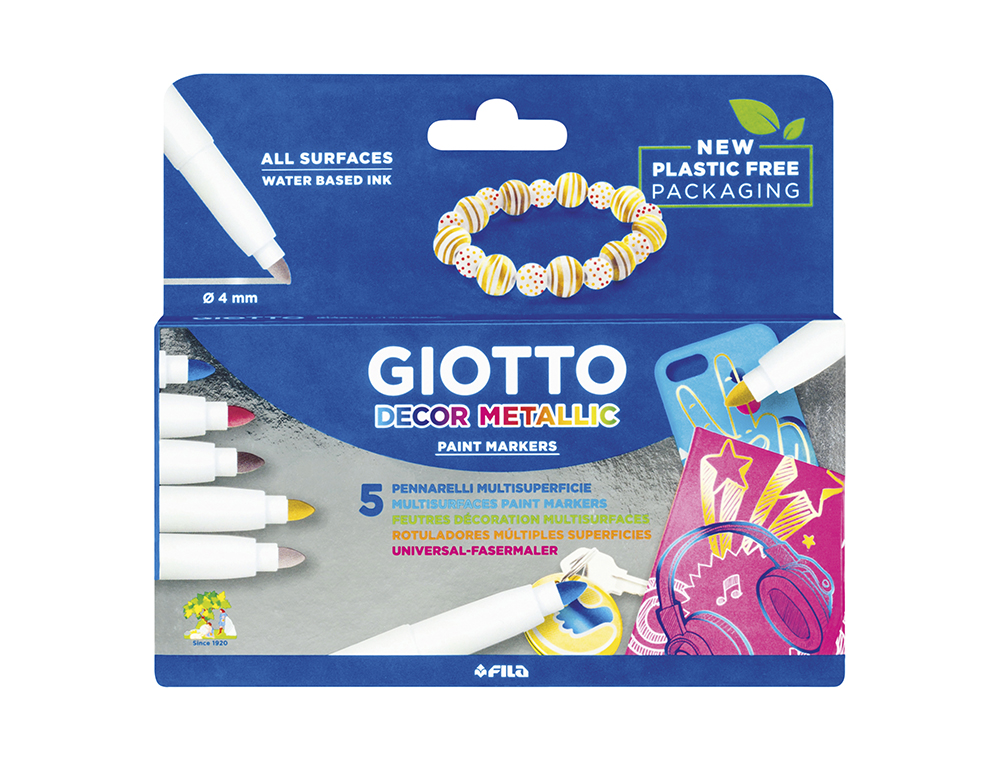 ROTULADOR GIOTTO DECOR METAL CAJA DE 5 UNIDADES COLORES SURTIDOS