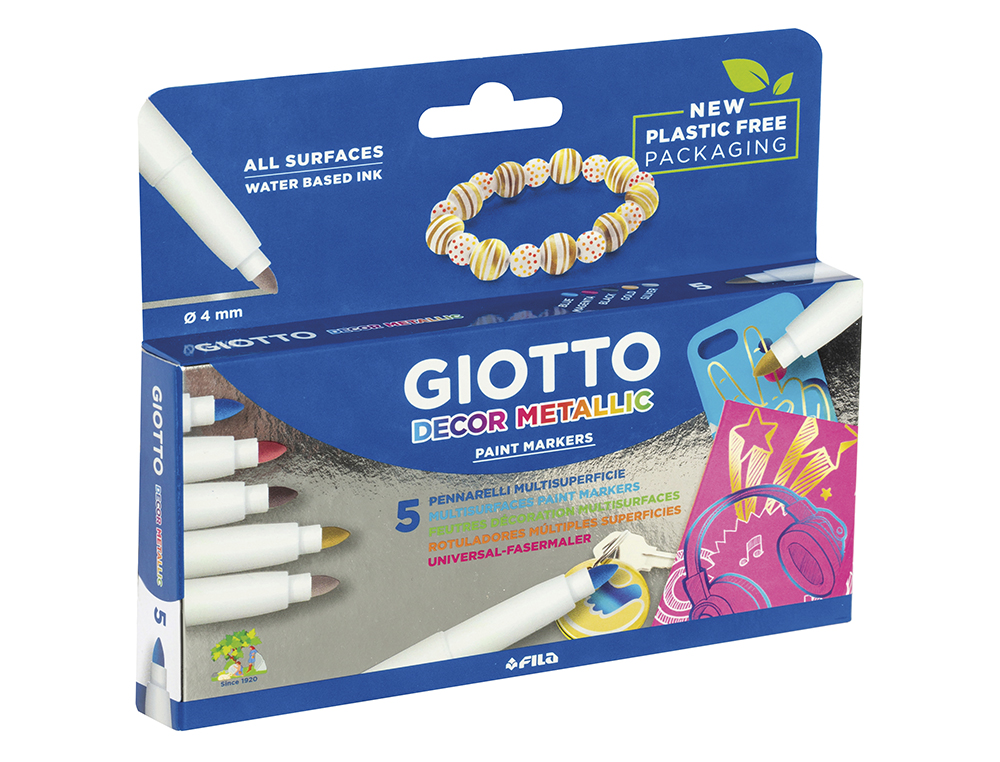 ROTULADOR GIOTTO DECOR METAL CAJA DE 5 UNIDADES COLORES SURTIDOS