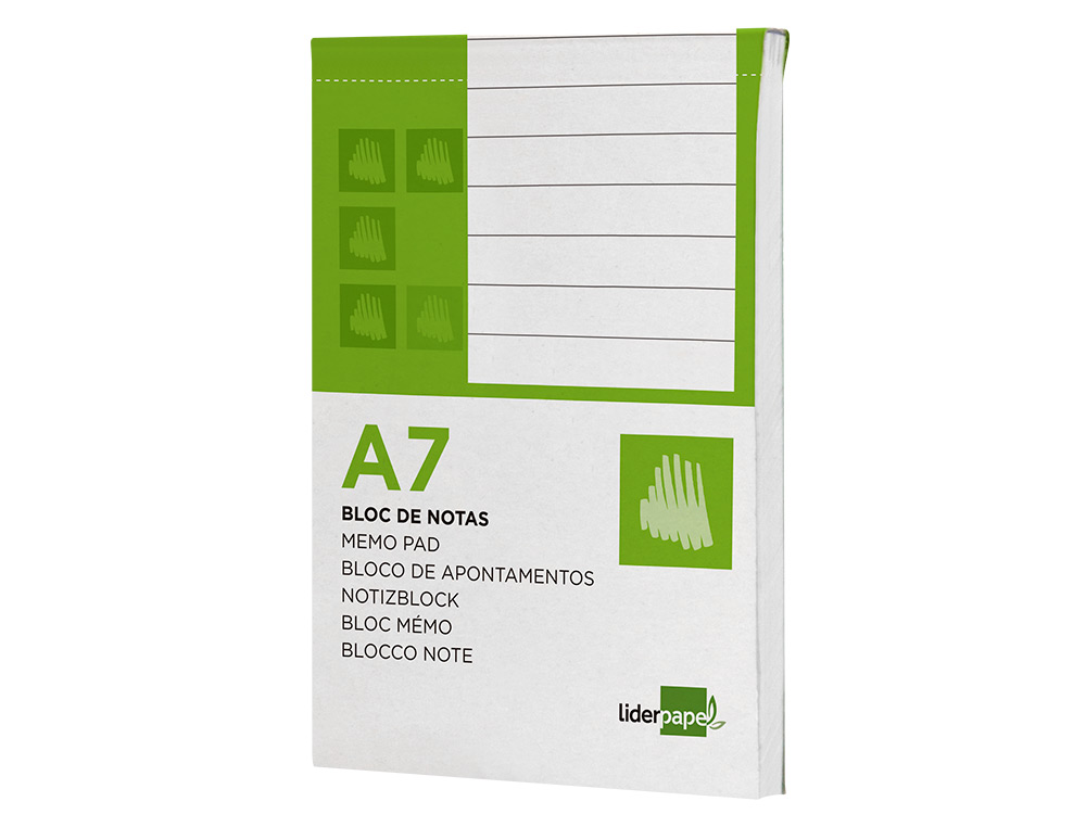 BLOC NOTAS LIDERPAPEL HORIZONTAL A7 80 HOJAS 60G/M2 PERFORADO