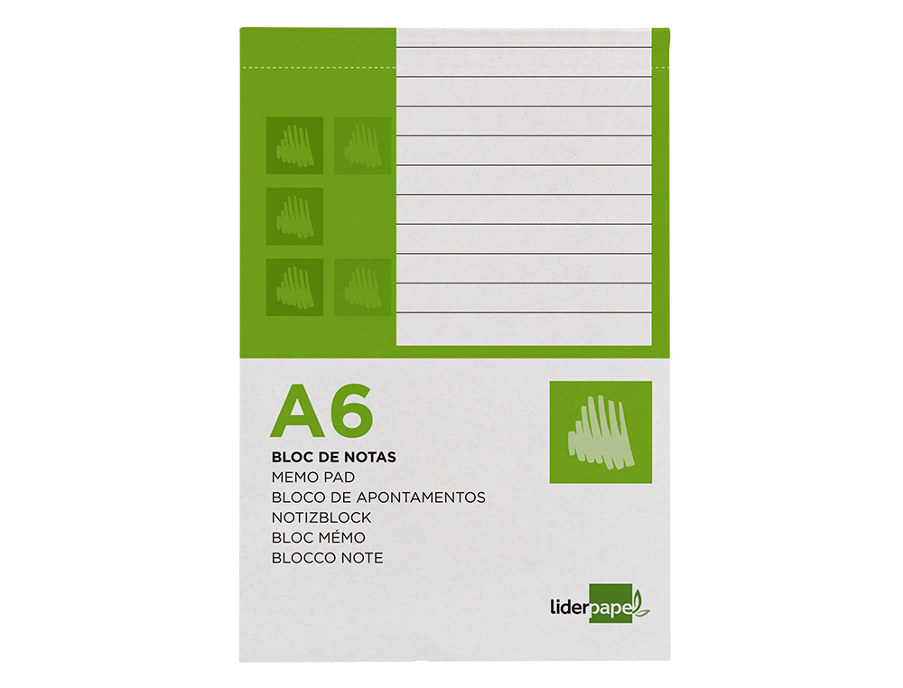 BLOC NOTAS LIDERPAPEL HORIZONTAL A6 80 HOJAS 60G/M2 PERFORADO