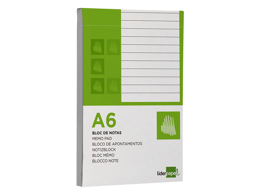 BLOC NOTAS LIDERPAPEL HORIZONTAL A6 80 HOJAS 60G/M2 PERFORADO