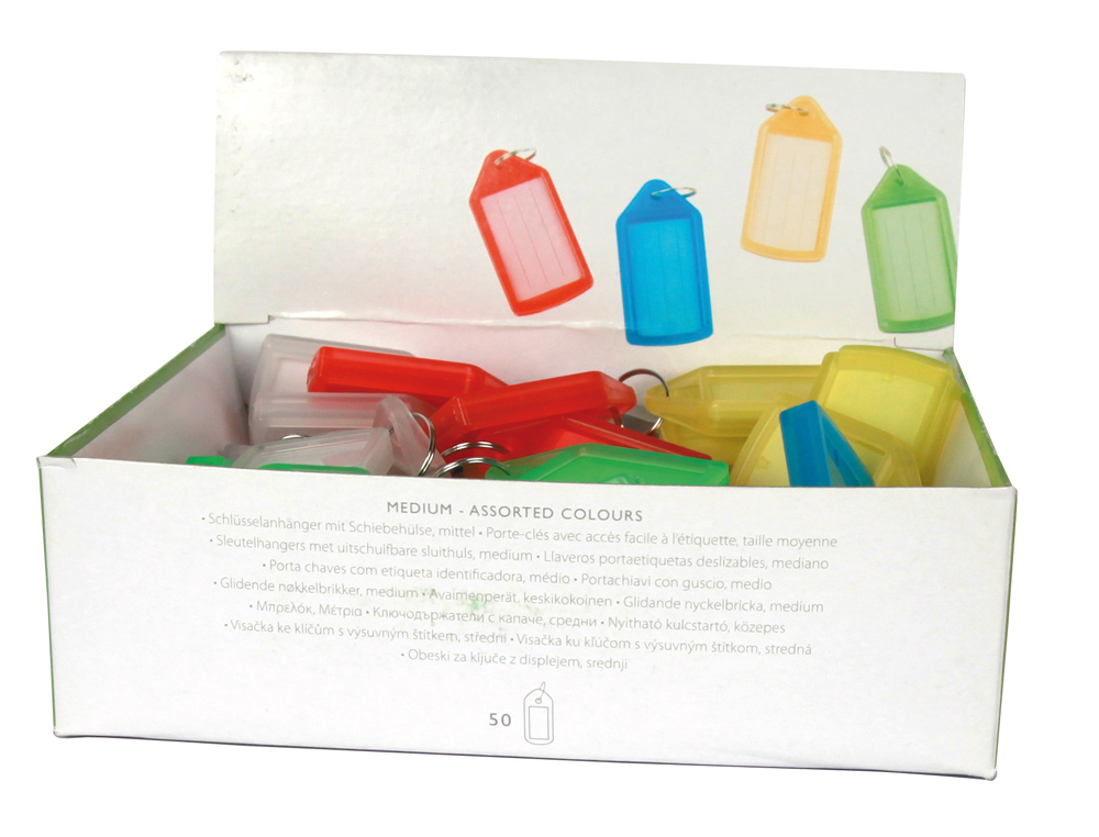 LLAVERO PORTAETIQUETAS Q-CONNECT EXPOSITOR DE 40 UNIDADES COLORES SURTIDOS PREMIUM