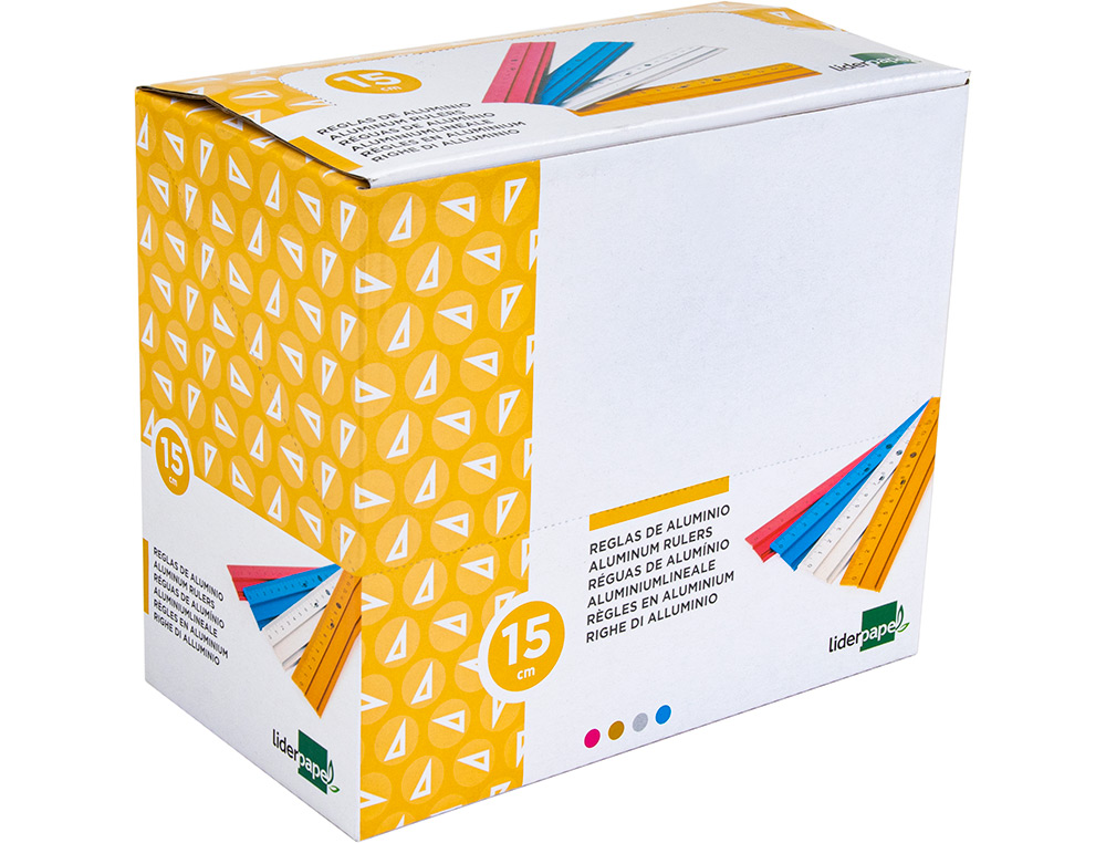 REGLA LIDERPAPEL 15 CM ALUMINIO COLORES SURTIDOS