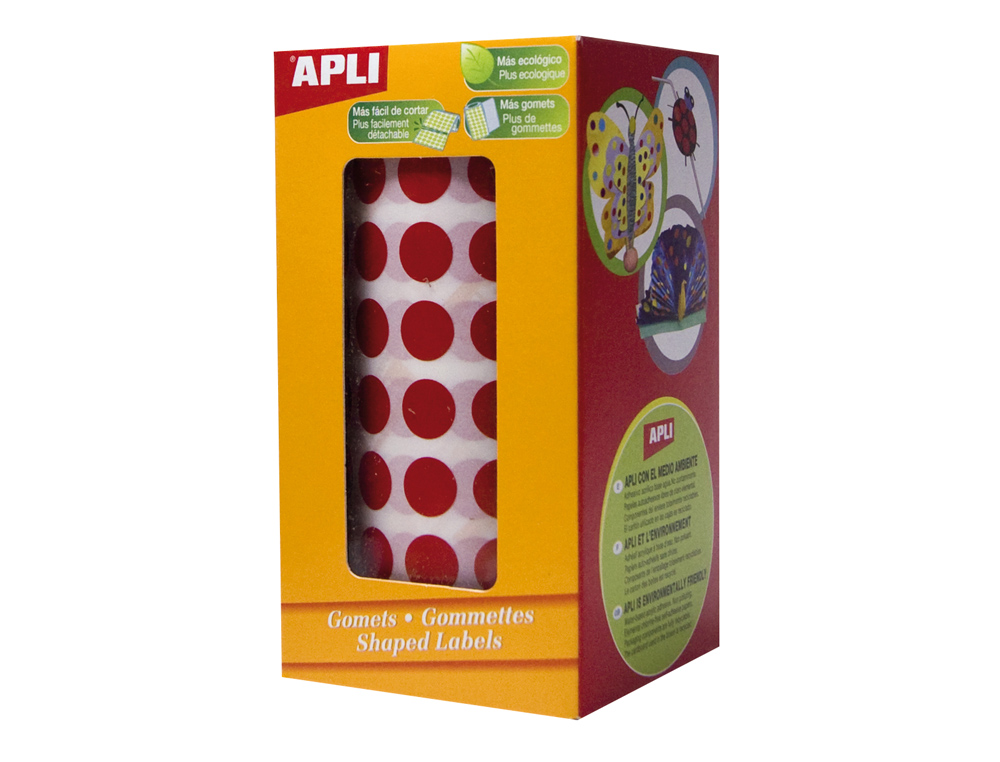 GOMETS AUTOADHESIVOS CIRCULARES 20MM ROJO ROLLO DE 1770 UNIDADES