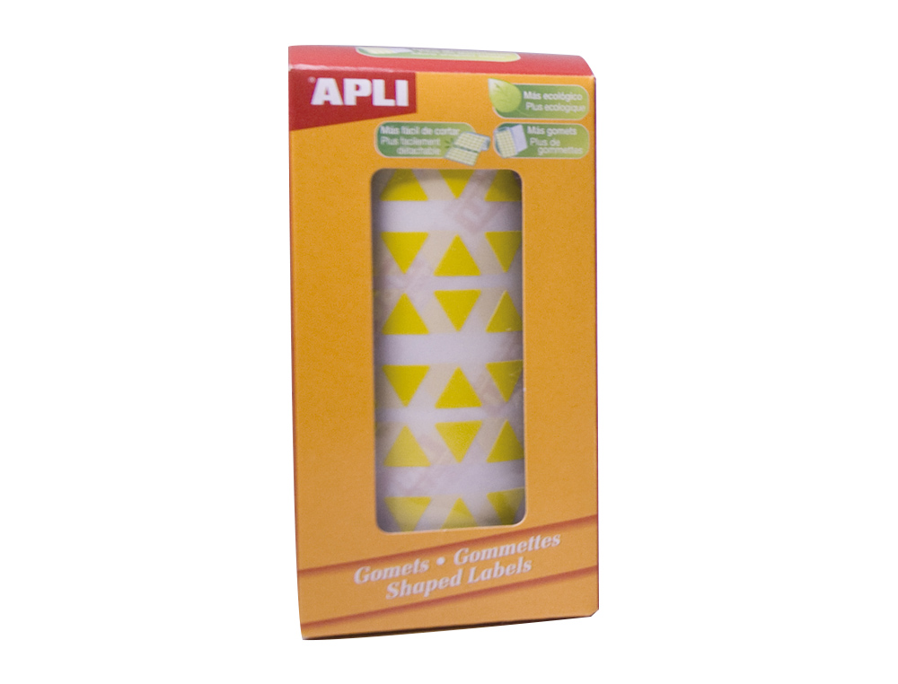 GOMETS AUTOADHESIVOS TRIANGULARES 21X21X21MM AMARILLO ROLLO DE 2832 UNIDADES
