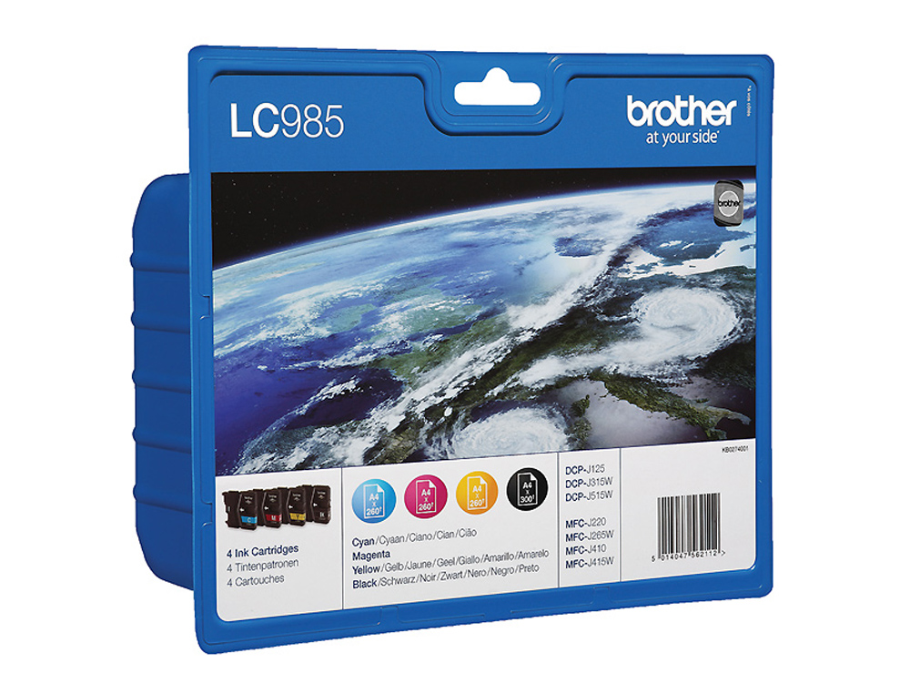 INK-JET BROTHER LC-985VAL 4 COLORES VALUE PACK NEGRO/CIAN/MAGENTA/AMARILLO DCP-J315W