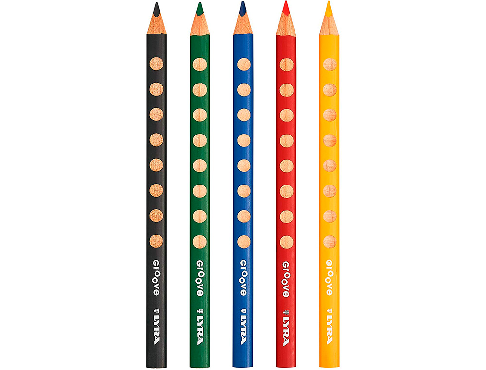 LAPICES DE COLORES LYRA GROOVE TRIANGULAR MINAS DE 4,25 MM CAJA DE 5 UNIDADES COLORES SURTIDOS