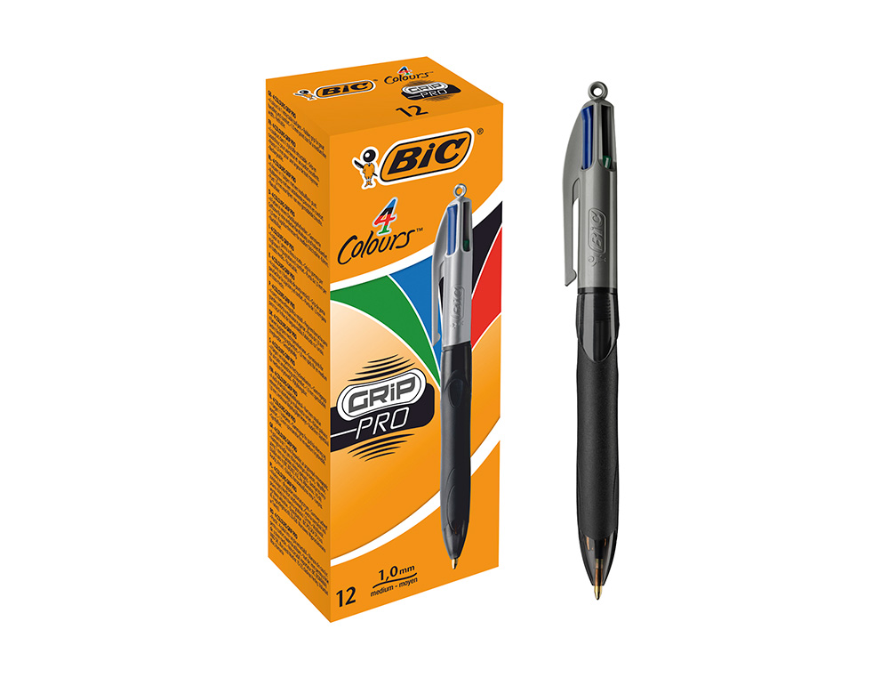 BOLIGRAFO BIC CUATRO COLORES CON GRIP COLORE NEGRO PUNTA 1,3 MM