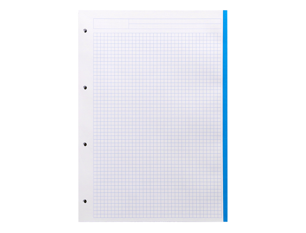 RECAMBIO LIDERPAPEL A4 120 HOJAS 80G/M2 CUADRO 5MM SIN MARGEN 4 TALADROS BANDAS DE 5 COLORES