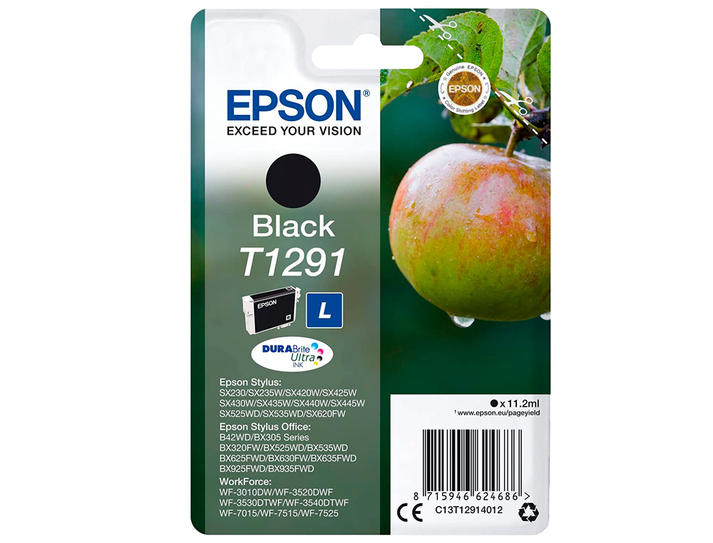INK-JET EPSON STYLUS T1291 NEGRO SX420W / 425W / OFFICE BX305F / BX320F -ALTA CAPACIDAD-