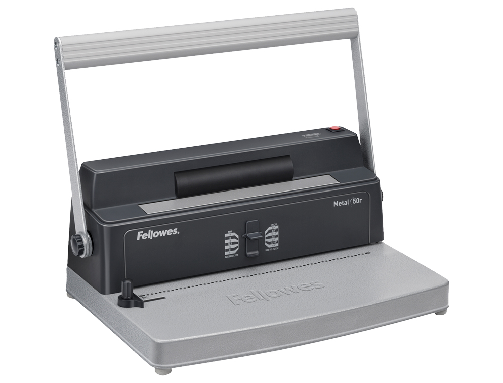 ENCUADERNADORA PARA ESPIRAL FELLOWES METAL 50R PERFORA 12 HOJAS FORMATO A4 PASO 5:1 ENCUADERNA 450 HOJAS 80 GR