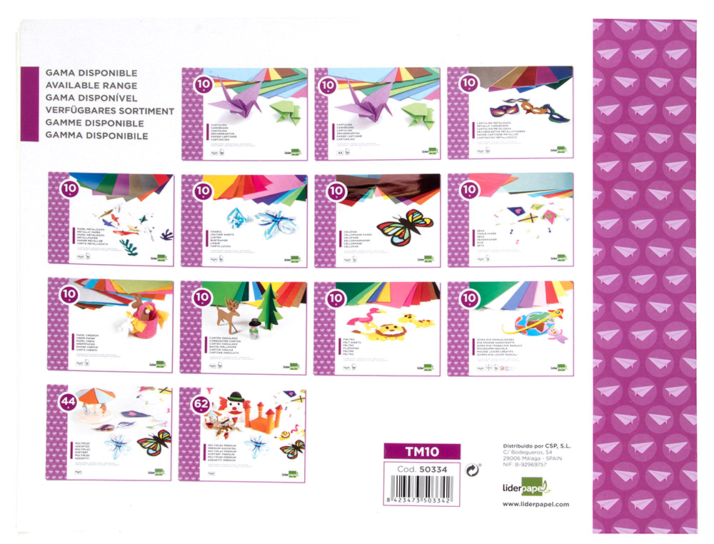 BLOC TRABAJOS MANUALES LIDERPAPEL CARTULINA METALIZADA 240X315MM 10 HOJAS COLORES SURTIDOS