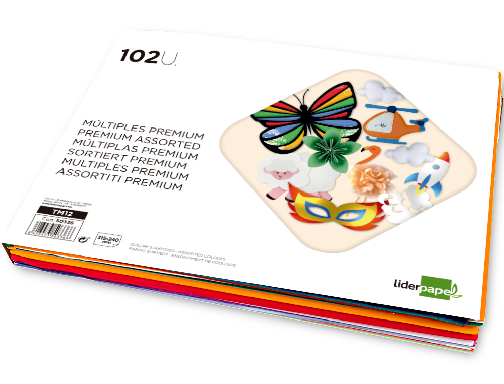 BLOC TRABAJOS MANUALES LIDERPAPEL MULTIPLE PREMIUM 240X315MM 102 HOJAS COLORES SURTIDOS