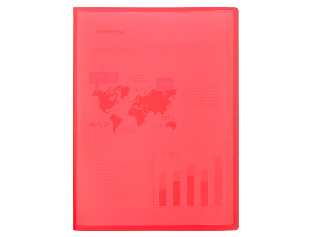 CARPETA LIDERPAPEL ESCAPARATE 47050 40 FUNDAS POLIPROPILENO DIN A4 ROJO TRANSLUCIDO