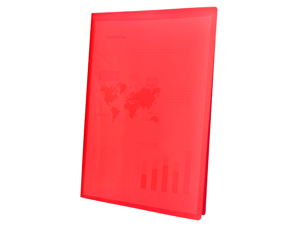 CARPETA LIDERPAPEL ESCAPARATE 47050 40 FUNDAS POLIPROPILENO DIN A4 ROJO TRANSLUCIDO