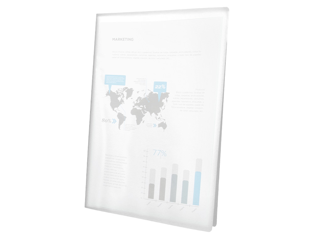CARPETA LIDERPAPEL ESCAPARATE 47074 60 FUNDAS POLIPROPILENO DIN A4 TRANSPARENTE TRANSLUCIDO