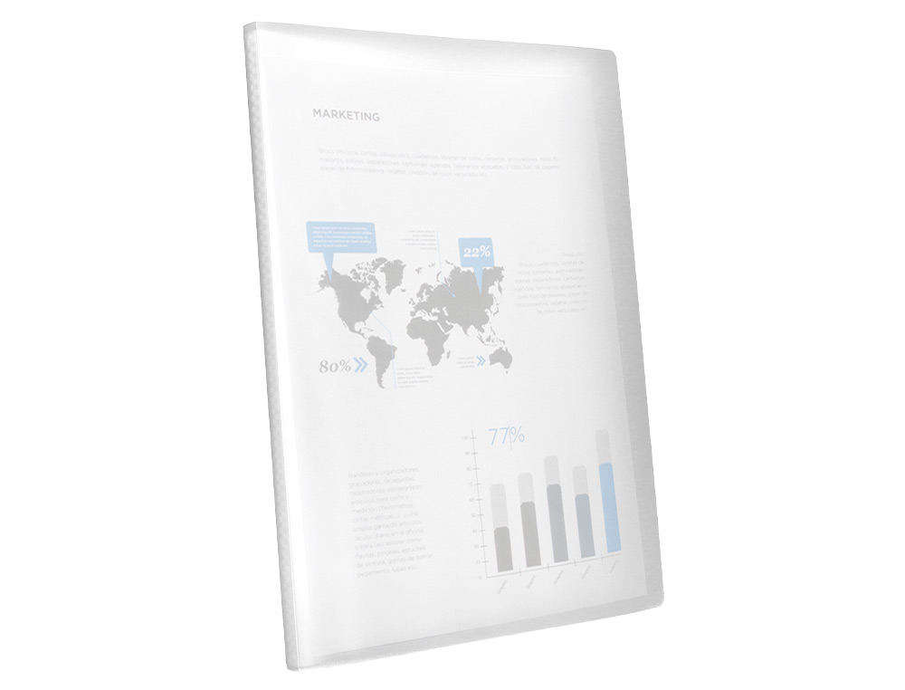 CARPETA LIDERPAPEL ESCAPARATE 47074 60 FUNDAS POLIPROPILENO DIN A4 TRANSPARENTE TRANSLUCIDO