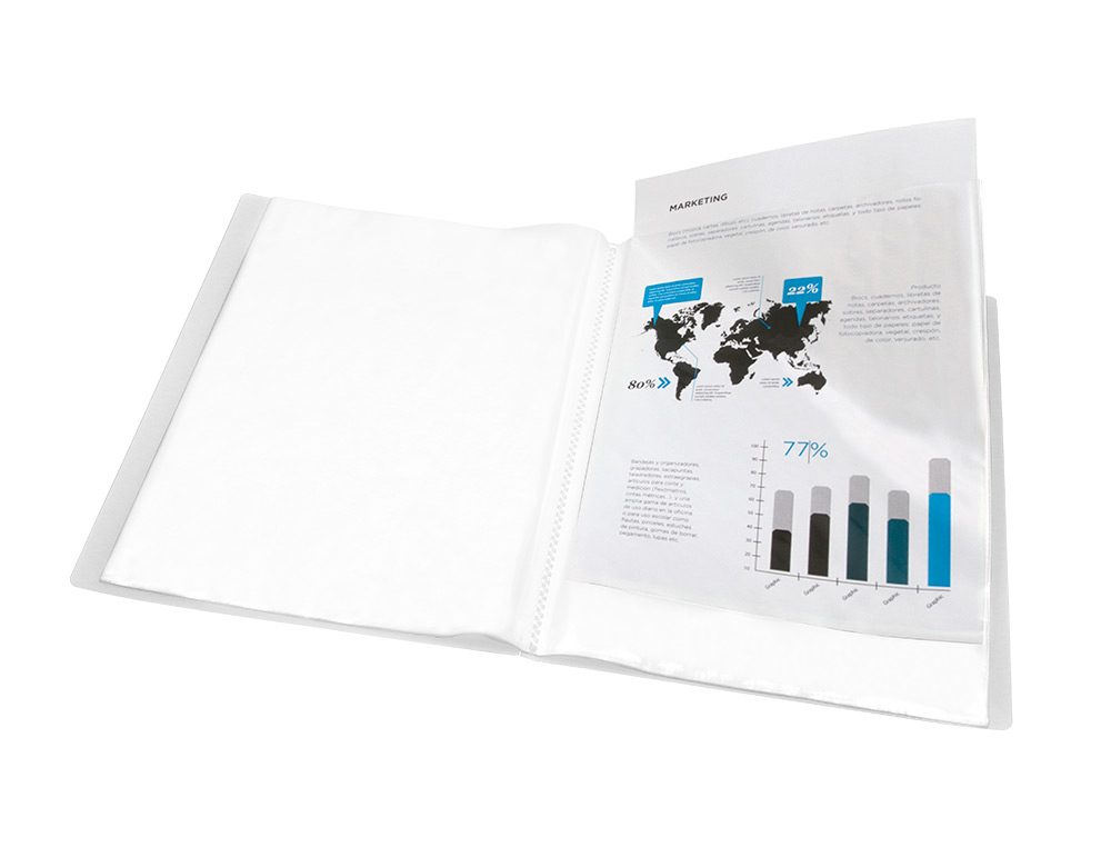 CARPETA LIDERPAPEL ESCAPARATE 47074 60 FUNDAS POLIPROPILENO DIN A4 TRANSPARENTE TRANSLUCIDO