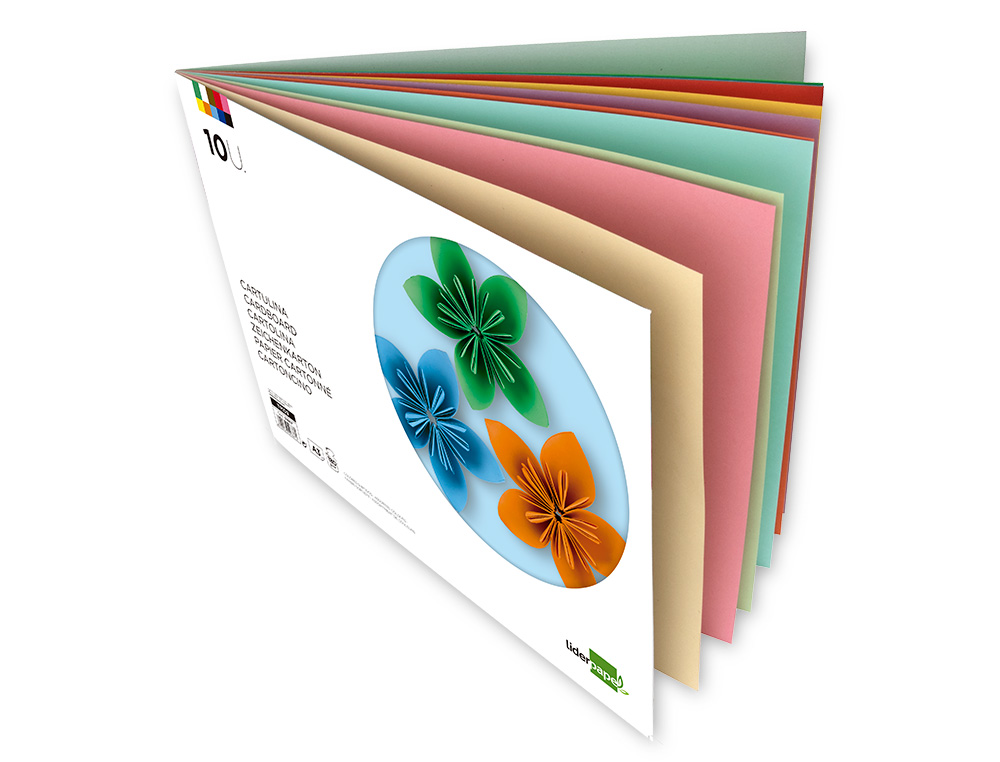 BLOC TRABAJOS MANUALES LIDERPAPEL CARTULINA 297X420MM 10 HOJAS COLORES SURTIDOS