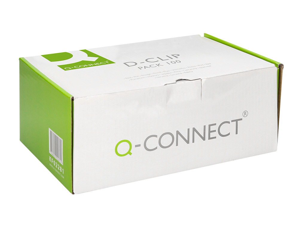 ENCUADERNADOR FASTENER Q-CONNECT PLASTICO D-CLIPS COLOR ROJO CAJA DE 100 UNIDADES