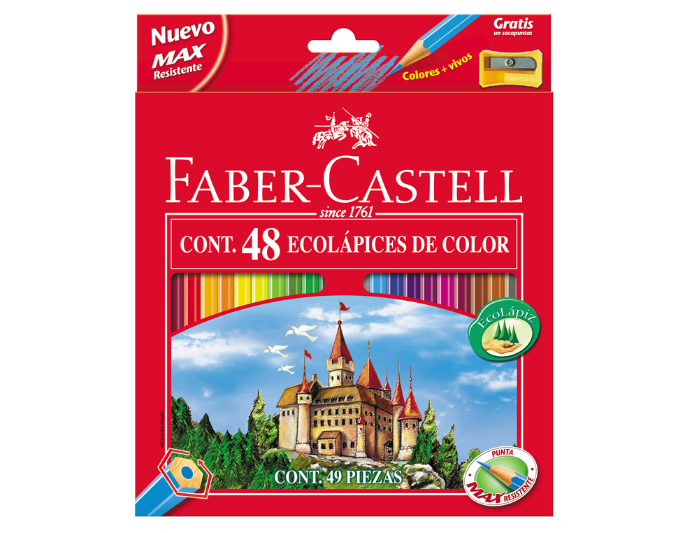 LAPICES DE COLORES FABER CASTELL HEXAGONAL MADERA REFORESTADA CAJA DE 48 UNIDADES COLORES SURTIDOS
